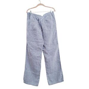 Allen Allen  Women Blue Linen Wide Leg Pants Medium